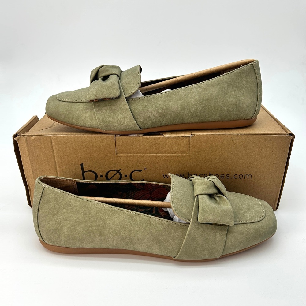 Womens Loafers b.o.c. Born Concept Paisley Size 9 Light Green Nubuck Leather NEW